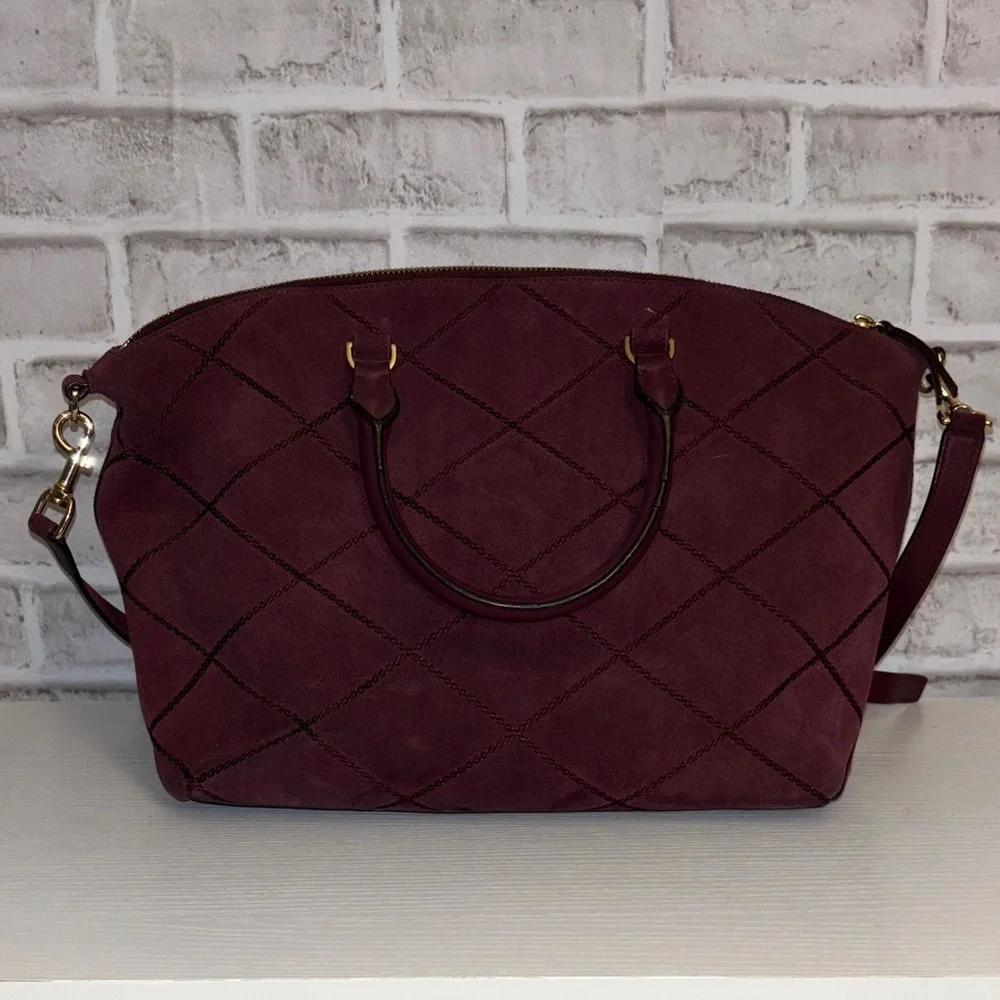Tory Burch Suede Quilted Crossbody Bag - Picture 2 of 13